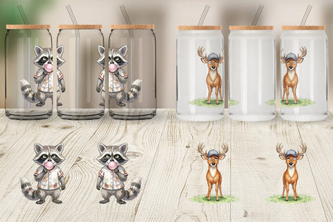 Glass Can Grumpy Baseball Outfielder Watercolor Sublimation artnoy 