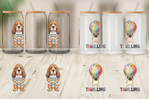 Glass Can Grumpy Beach Dog Sarcastic Watercolor Sublimation artnoy 