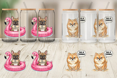 Glass Can Grumpy Beach Dog Sarcastic Watercolor Sublimation artnoy 