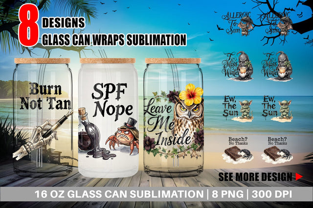 Glass Can Grumpy Beach Goth Typography Sublimation artnoy 