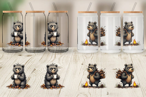 Glass Can Grumpy Bear Camp Sublimation artnoy 