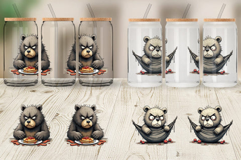 Glass Can Grumpy Bear Camp Sublimation artnoy 