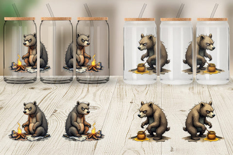 Glass Can Grumpy Bear Camp Sublimation artnoy 