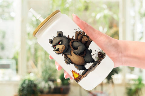 Glass Can Grumpy Bear Camp Sublimation artnoy 