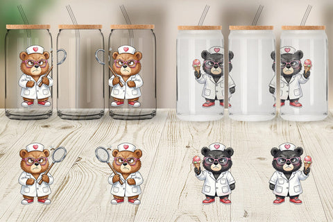 Glass Can Grumpy Bear Nurse Attitude Sublimation artnoy 