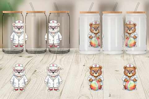 Glass Can Grumpy Bear Nurse Attitude Sublimation artnoy 