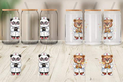 Glass Can Grumpy Bear Nurse Attitude Sublimation artnoy 