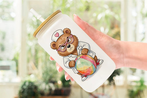 Glass Can Grumpy Bear Nurse Attitude Sublimation artnoy 