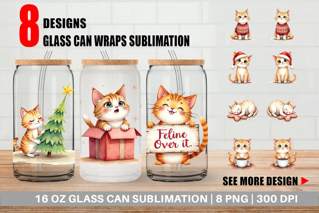 Glass Can Grumpy Cats Sublimation artnoy 