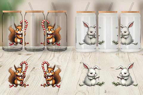 Glass Can Grumpy Christmas Critters Sublimation artnoy 