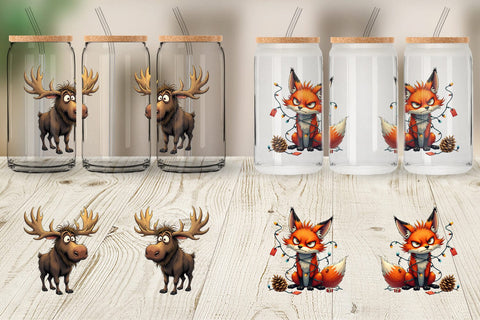 Glass Can Grumpy Christmas Critters Sublimation artnoy 