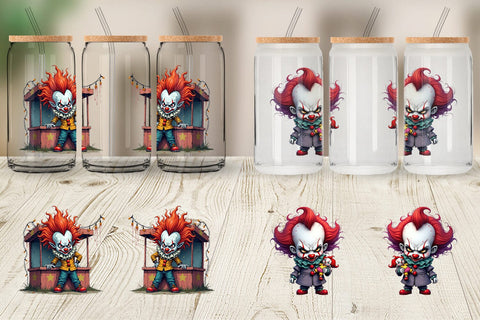 Glass Can Grumpy Clown Sublimation artnoy 