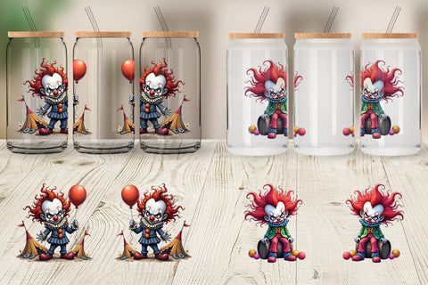 Glass Can Grumpy Clown Sublimation artnoy 