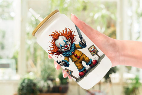 Glass Can Grumpy Clown Sublimation artnoy 