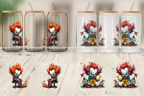 Glass Can Grumpy Clown Sublimation artnoy 