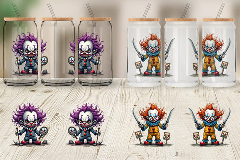 Glass Can Grumpy Clown Sublimation artnoy 