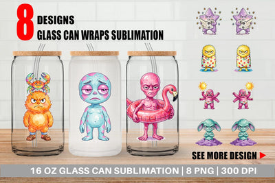 Glass Can Grumpy Cosmic Vacation Sublimation artnoy 
