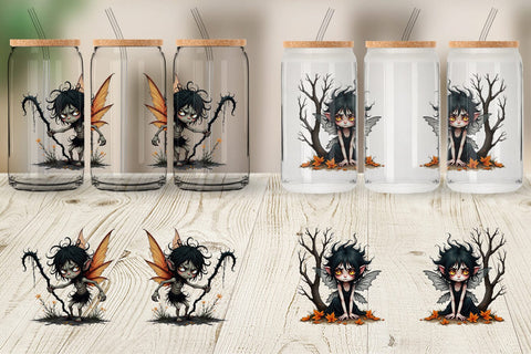 Glass Can Grumpy Dark Fairy Sublimation artnoy 