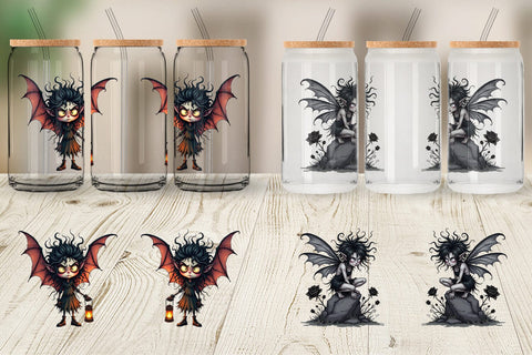 Glass Can Grumpy Dark Fairy Sublimation artnoy 