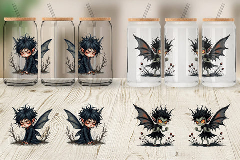 Glass Can Grumpy Dark Fairy Sublimation artnoy 