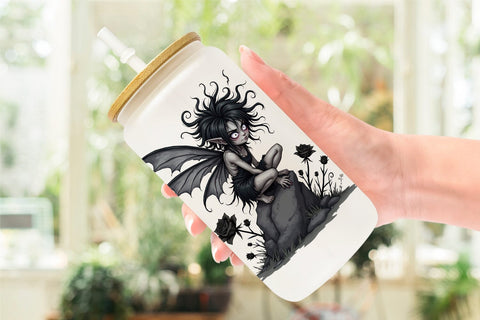 Glass Can Grumpy Dark Fairy Sublimation artnoy 