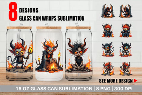 Glass Can Grumpy Demon Sublimation artnoy 