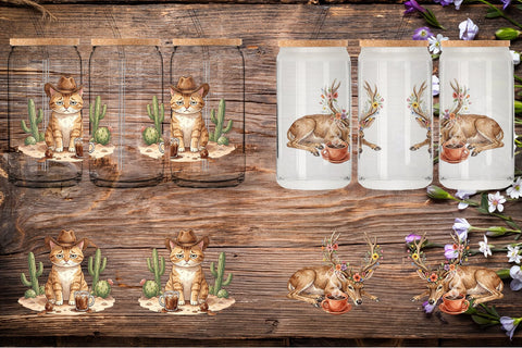 Glass Can Grumpy Desert Coffee Animal Watercolor Sublimation artnoy 