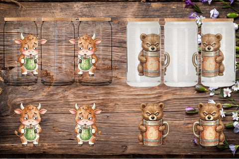 Glass Can Grumpy Desert Coffee Animal Watercolor Sublimation artnoy 
