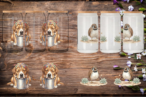 Glass Can Grumpy Desert Coffee Animal Watercolor Sublimation artnoy 