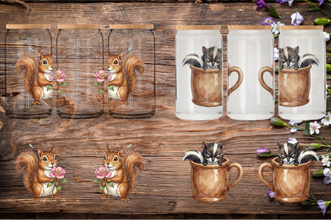 Glass Can Grumpy Desert Coffee Animal Watercolor Sublimation artnoy 