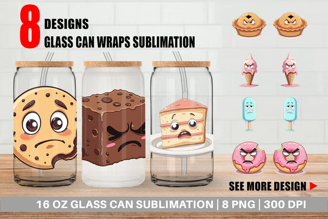 Glass Can Grumpy Desserts Sublimation artnoy 