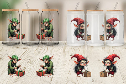 Glass Can Grumpy Elf Workshop Sublimation artnoy 