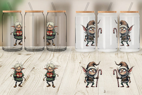 Glass Can Grumpy Elf Workshop Sublimation artnoy 