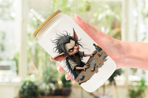 Glass Can Grumpy Elf Workshop Sublimation artnoy 