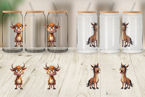 Glass Can Grumpy Farm Animals Sublimation artnoy 