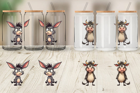 Glass Can Grumpy Farm Animals Sublimation artnoy 