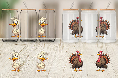 Glass Can Grumpy Farm Animals Sublimation artnoy 