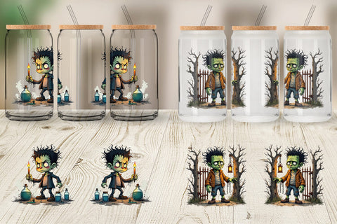 Glass Can Grumpy Frankenstein Sublimation artnoy 
