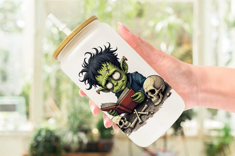Glass Can Grumpy Frankenstein Sublimation artnoy 