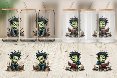 Glass Can Grumpy Frankenstein Sublimation artnoy 