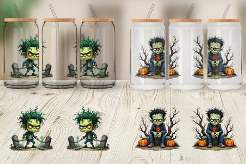 Glass Can Grumpy Frankenstein Sublimation artnoy 