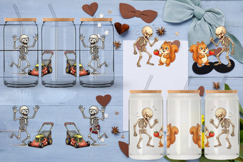 Glass Can Grumpy Garden Dad Bone Watercolor Sublimation artnoy 