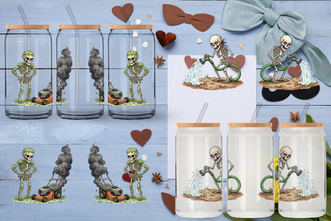 Glass Can Grumpy Garden Dad Bone Watercolor Sublimation artnoy 
