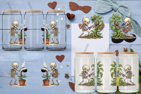 Glass Can Grumpy Garden Dad Bone Watercolor Sublimation artnoy 