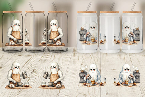 Glass Can Grumpy Ghost Barista Sublimation artnoy 