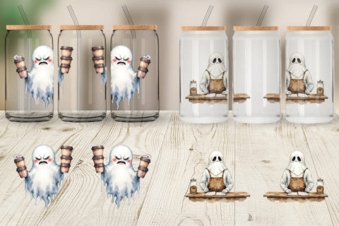 Glass Can Grumpy Ghost Barista Sublimation artnoy 