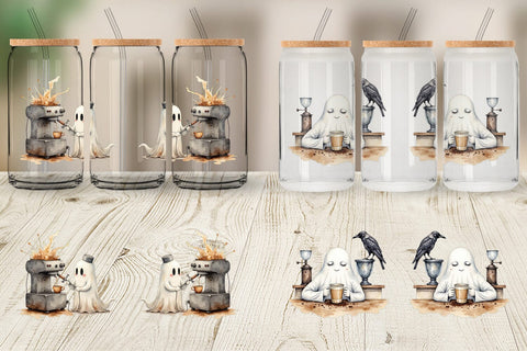 Glass Can Grumpy Ghost Barista Sublimation artnoy 