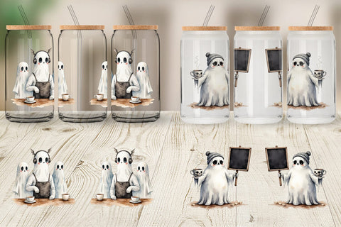 Glass Can Grumpy Ghost Barista Sublimation artnoy 