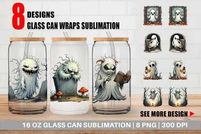 Glass Can Grumpy Ghost Sublimation artnoy 