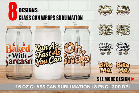 Glass Can Grumpy Gingerbread Man Quotes Sublimation artnoy 
